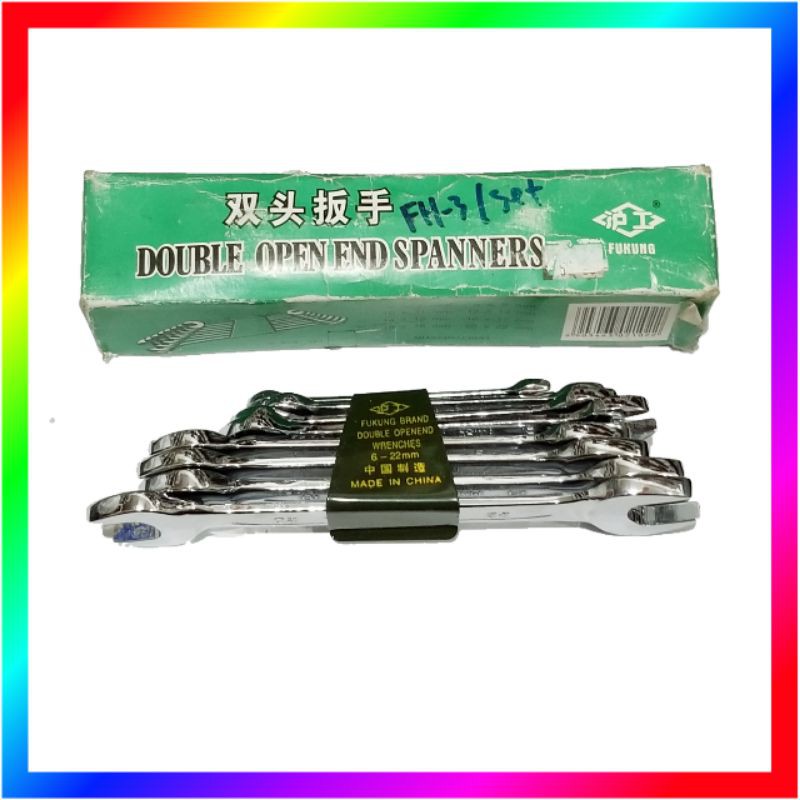 KUNCI PAS FUKUNG 6 - 22 MM 8PCS DOUBLE OPEN END SPANNER