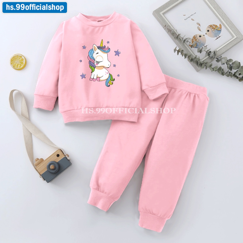 Setelan Anak Perempuan S - L ( 2 - 9 Tahun ) Baju Setelan Sweater UNICORN