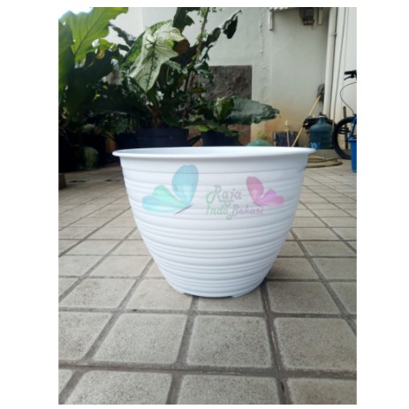 Pot Bunga super tawon 30 Putih Motif Tawon - Pot Plastik 29 30 Cm Vas Pot Bunga Tawon Bulat - Pot Bu