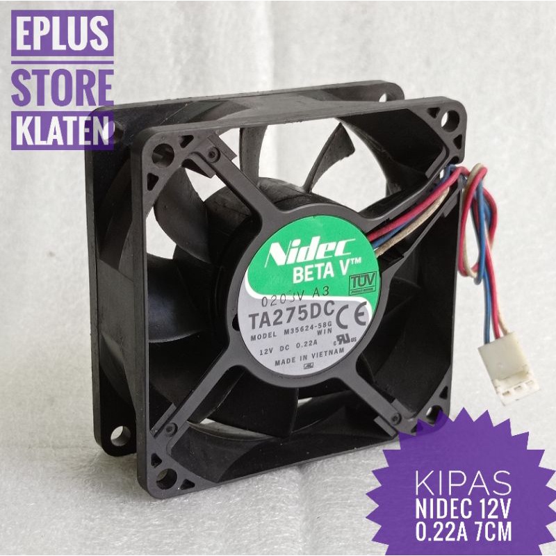 kipas fan 7cm 12v 0.22A Nidec BETA V 3 pin Cooling fan KP118