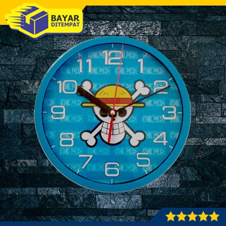 Jam Dinding ONE PIECE BIRU Tempel Wall Clock Karakter Murah 2023 Karakter Dingding Souvenir Hiasan