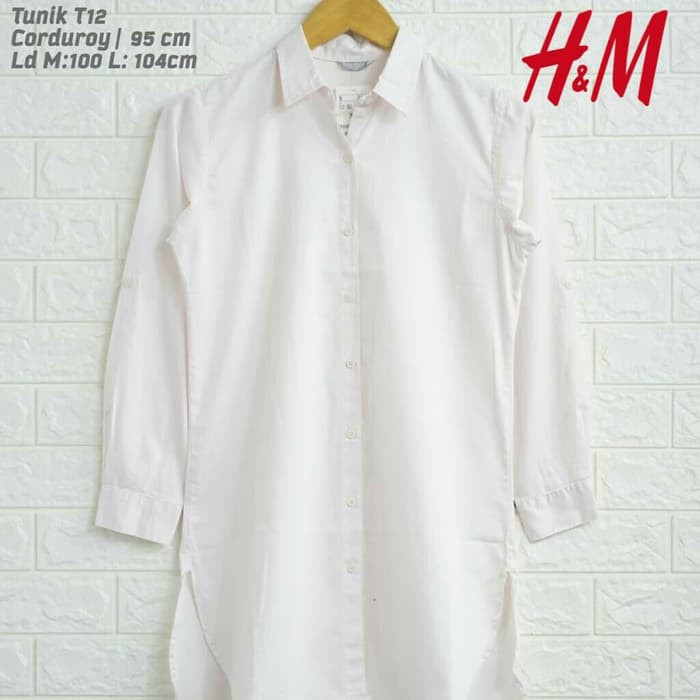H&m baju Atasan gamis wanita terbaru tunik jumbo putih blouse muslim