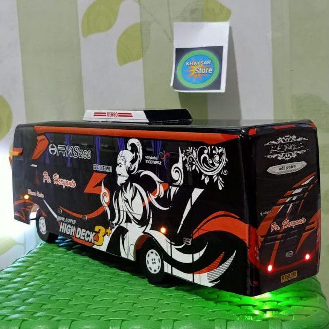 Miniatur Bus bis / mainan bus bis Haryanto wayang BIMA + Lampu