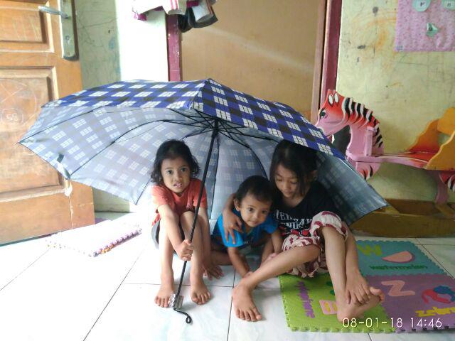 Payung Lipat 3 10jari Jumbo Polos Bahan Kain Sutra