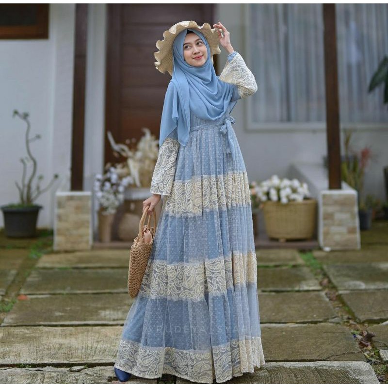 NAYLA DRESS BLUE ICE BY RUDEYA SYARI SIZE XL
