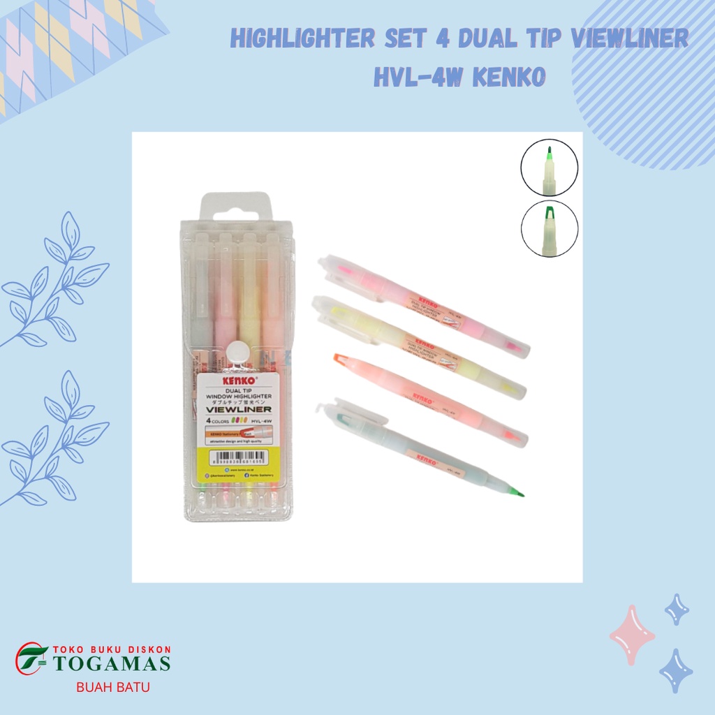 

HIGHLIGHTER SET 4 DUAL TIP VIEWLINER HVL-4W KENKO
