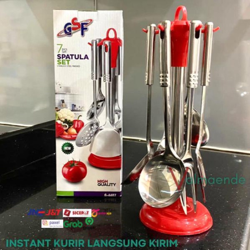 Spatula Set Sutil Sodet Serbaguna 7 in 1 GSF 4407 Stainless Steel Wajan Serbaguna Laddle