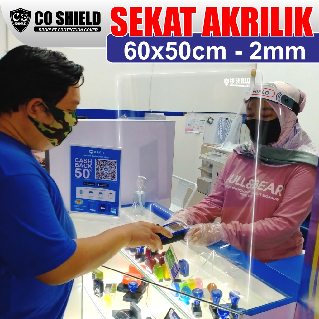 

Sekat Akrilik / Pembatas Acrylic CO SHIELD - Tipe 06 L - 50x60cm - 2mm