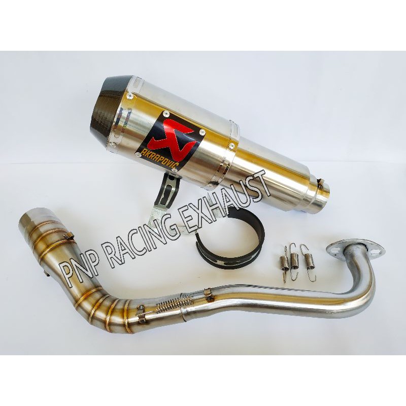 Knalpot Racing Akrapovic Gp M1 NMAX/AEROX/LEXI/PCX/ADV/GENIO/VARIO/BEAT/MIO/SCOPY DLL-Silver stainless