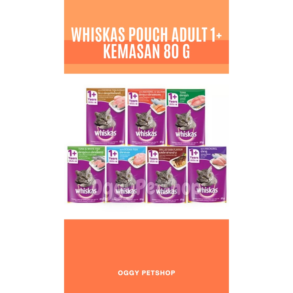 Whiskas Pouch Adult - Kemasan 80 Gr Makanan Basah Kucing Wiskas Wiskash