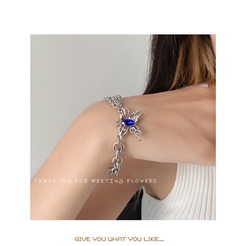 Niche desain Sapphire bertatahkan butterfly gelang wanita multi lapisan twin berlapis fashion normco