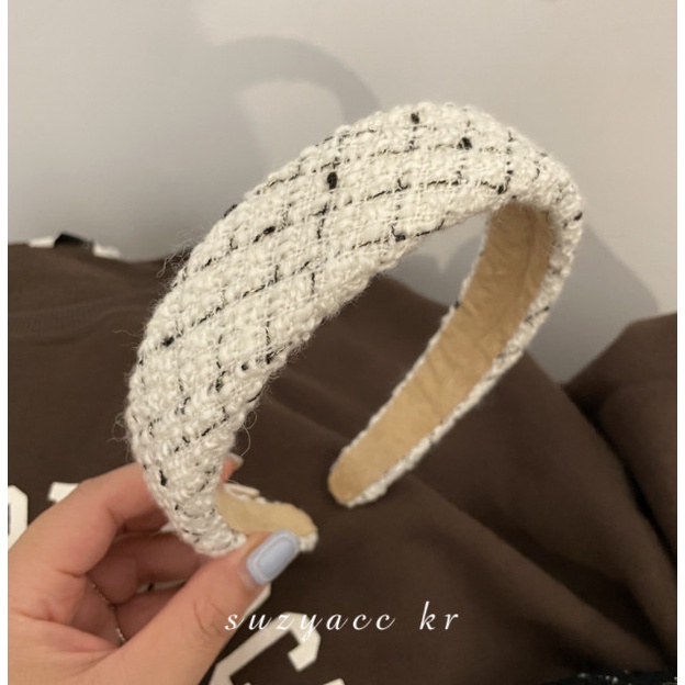 Bando Bandana Korea Wanita / Bando Rata Trendy Kotak Tweed Maine