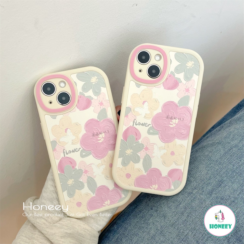 Soft Case TPU Motif Bunga Pink Retro Untuk IPhone 13 12 11 Pro Max X XR 8 7 Plus