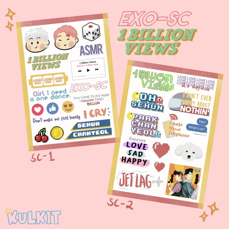 EXO SC 1 billion views stickers sheet by kulkit