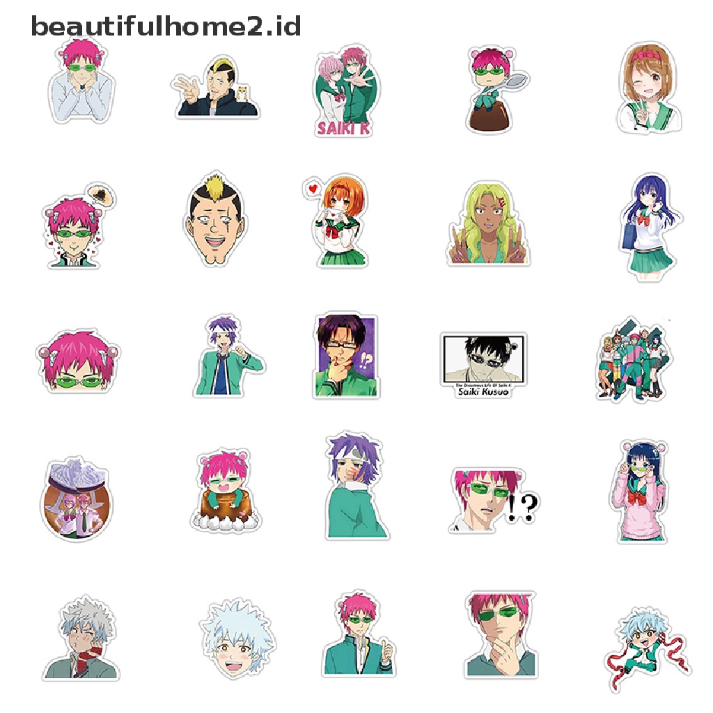 (beautifulhome2.id) 50pcs Stiker Graffiti Saiki Kusuo no sai-nan Untuk Laptop / Skateboard