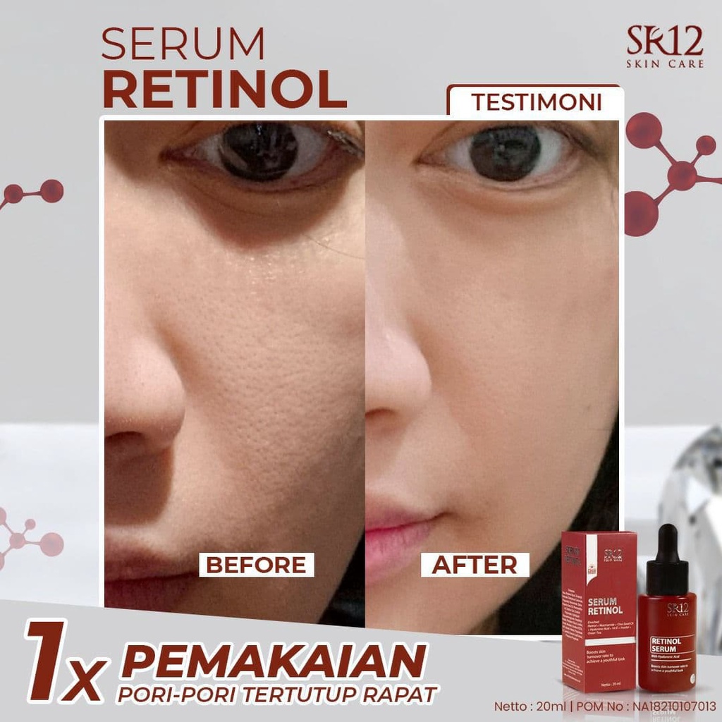 Retinol Serum SR12 Serum Wajah Retinol Mengatasi Jerawat Komedo Flek Hitam Melembabkan Mencerahkan Kulit Muka Original 100%