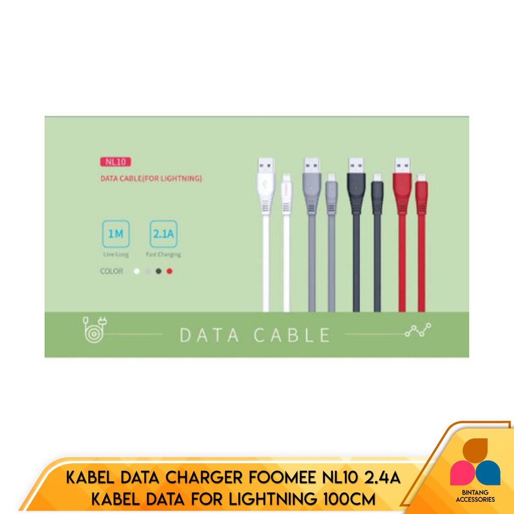 Kabel Data Iphone Kabel Charger Foomee NL10S 2.4A Kabel Data For Lightning