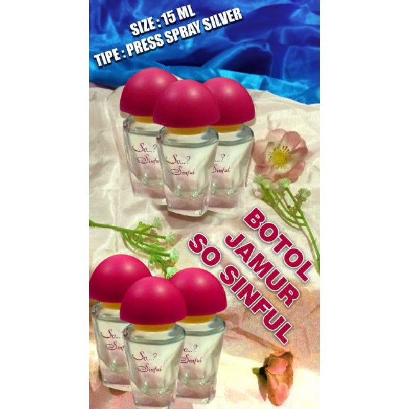 Botol parfum jamur press kaca /15 ml/botol refill press /botol lucu perfume mewah