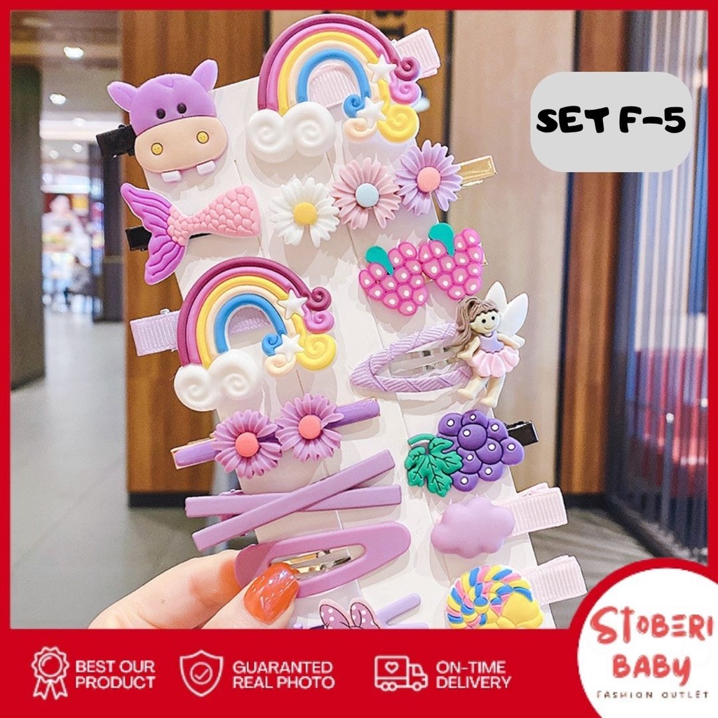 stoberi baby - JEPIT TWELVE Jepit Rambut Anak Fashion Korea Set 14 Jepit Rambut Kartun Jepit Rambut Gadis