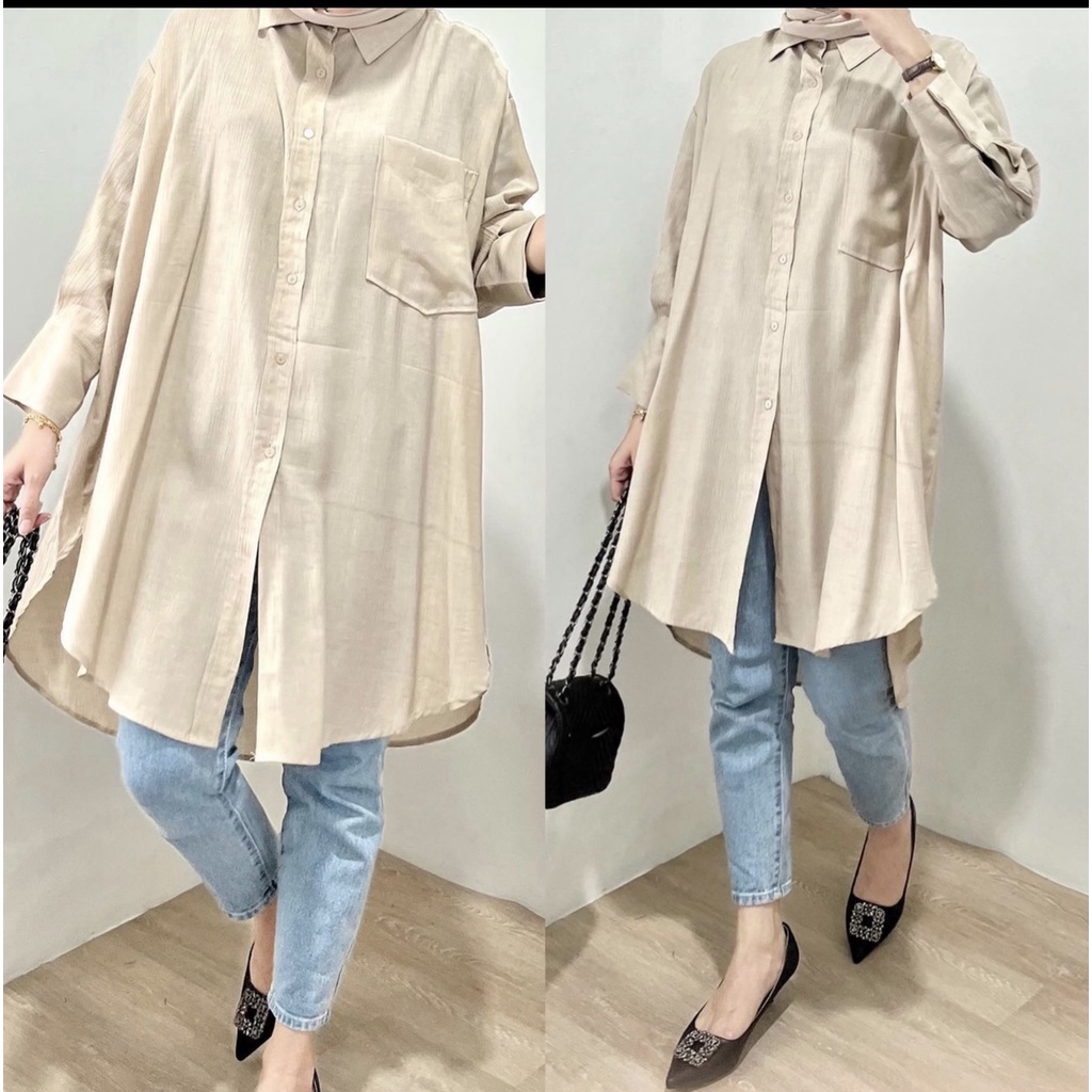 RX Fashion - LISA TOP TWISTCONE / TUNIK BAJU ATASAN WANITA / KEMEJA OOTD / RAISA TUNIK QIRANI - NN