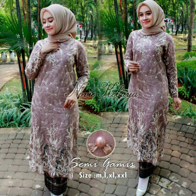 Setelan semi gamis by NK (long tunik tile + rok plisket)