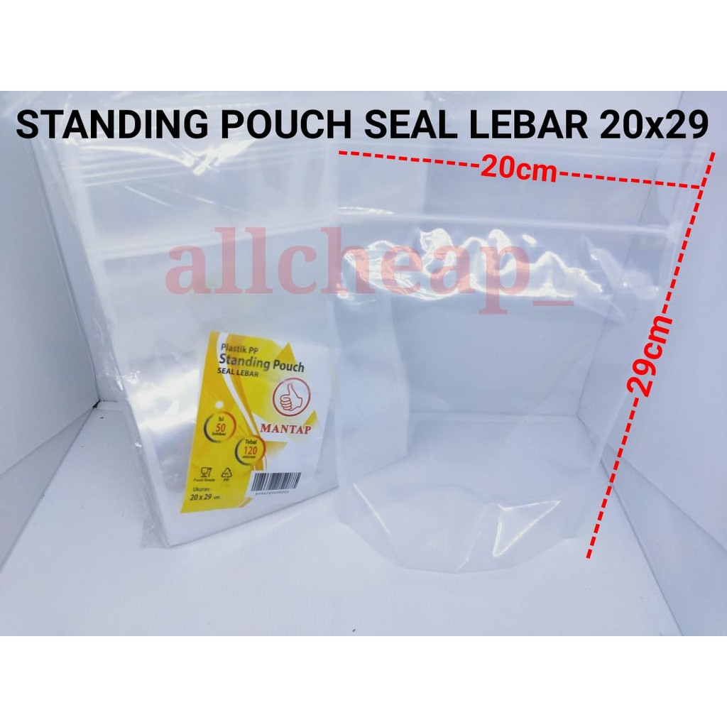 isi 50PCS PP STANDING POUCH MANTAP 20x29 SEAL LEBAR PP KLIP BENING BERDIRI