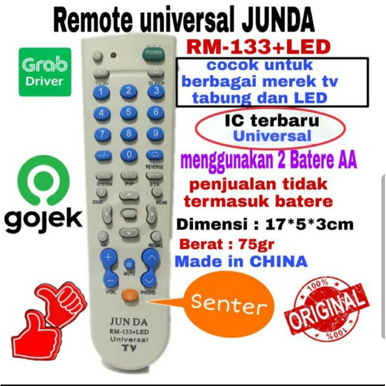 REMOTE TV SERBA BISA UNIVERSAL  JUNDA 133 / REMOT TV UNIVERSAL COCOK SEMUA TV