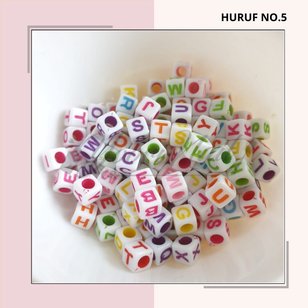 200-250pcs Manik huruf beads letter kotak bulat rainbow alphabet alfabet manik gelang strap masker