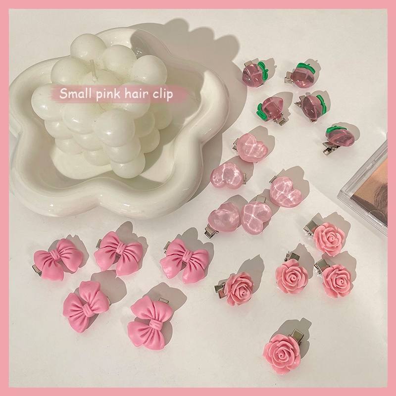 5pcs / set Jepit Rambut Poni Samping Model Pita Hati Untuk Wanita