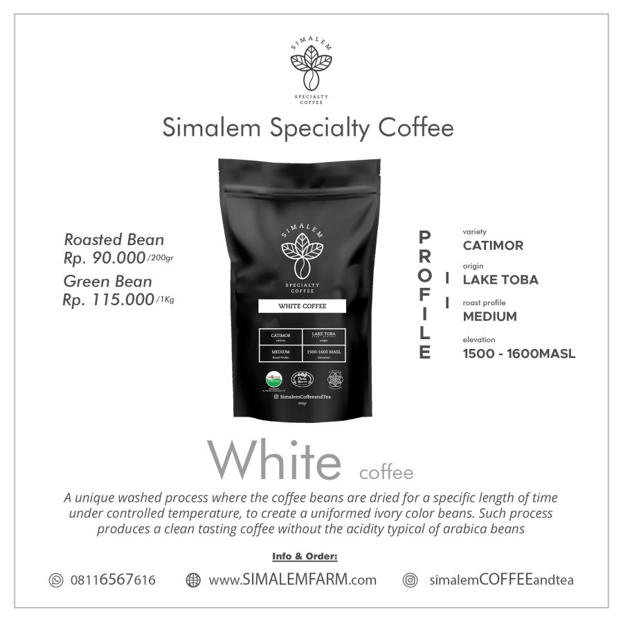 

Biji Kopi Arabika Karo White Coffee Premium Simalem Coffee - BUBUK HALUS