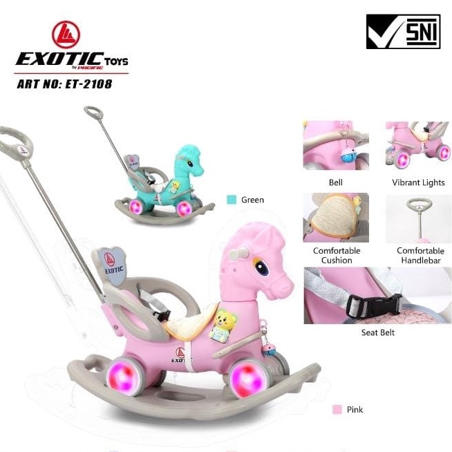 MAINAN ANAK KUDA GOYANG DAN DORONG RIDE ON ET-2110 (3 IN 1 DINO) EXOTIC ET-2108 (3 IN 1 KUDA PONY)