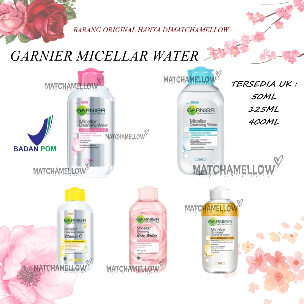 ❄️MATCHA❄️ GARNIER MICELLAR WATER BLUE PINK OIL INFUSED SKINCARE ORIGINAL BPOM