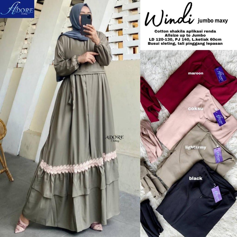 WINDI MAXY by Alila nabtik : Gamis wanita berkualitas nyaman halus adem original busui realpict ori