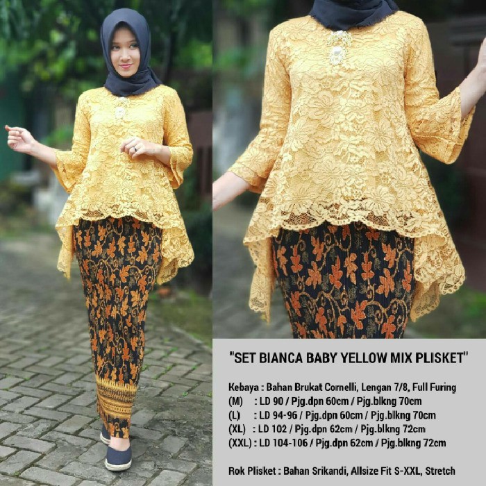 Setelan Kebaya Brukat Bianca Modern Rok Plisket