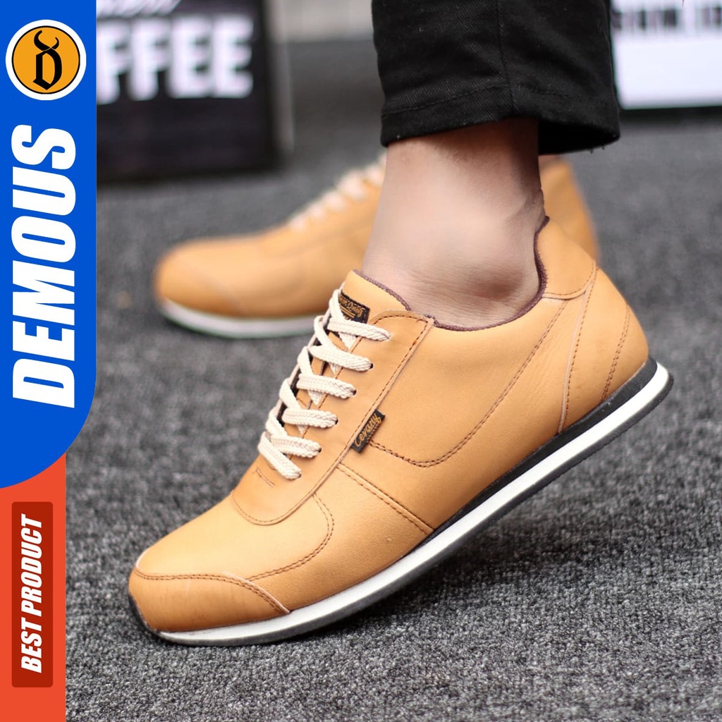 DEMOUS Morley - Sepatu Casual Sneakers Tali Pria Kulit Asli