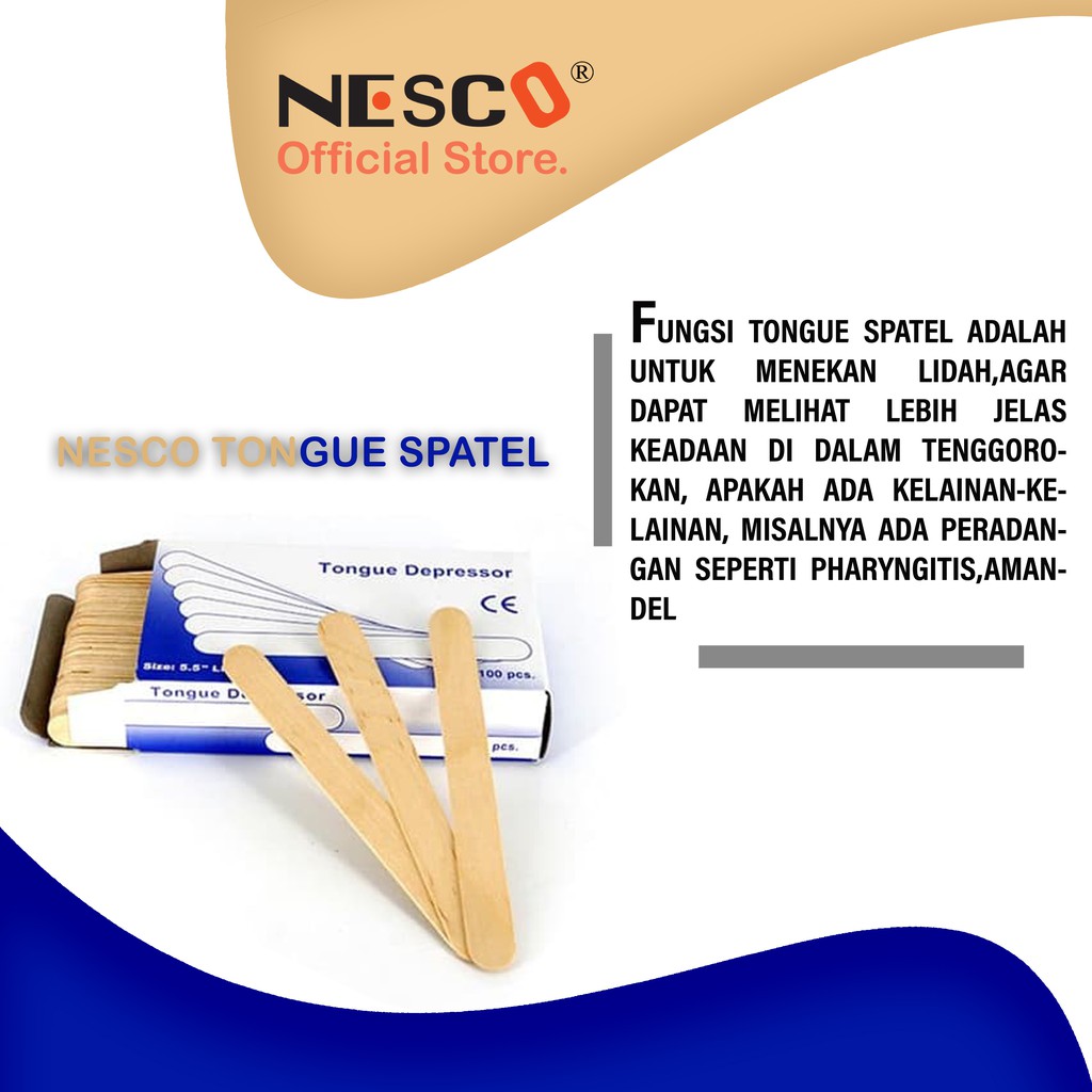 Nesco Tong Spatel Kayu Sudih Lidah Tongue Spatula 100pcs