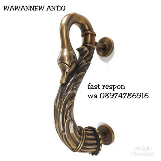 Handle Pintu Rumah Kuningan Antik Murah Motif Angsa Titik Ular