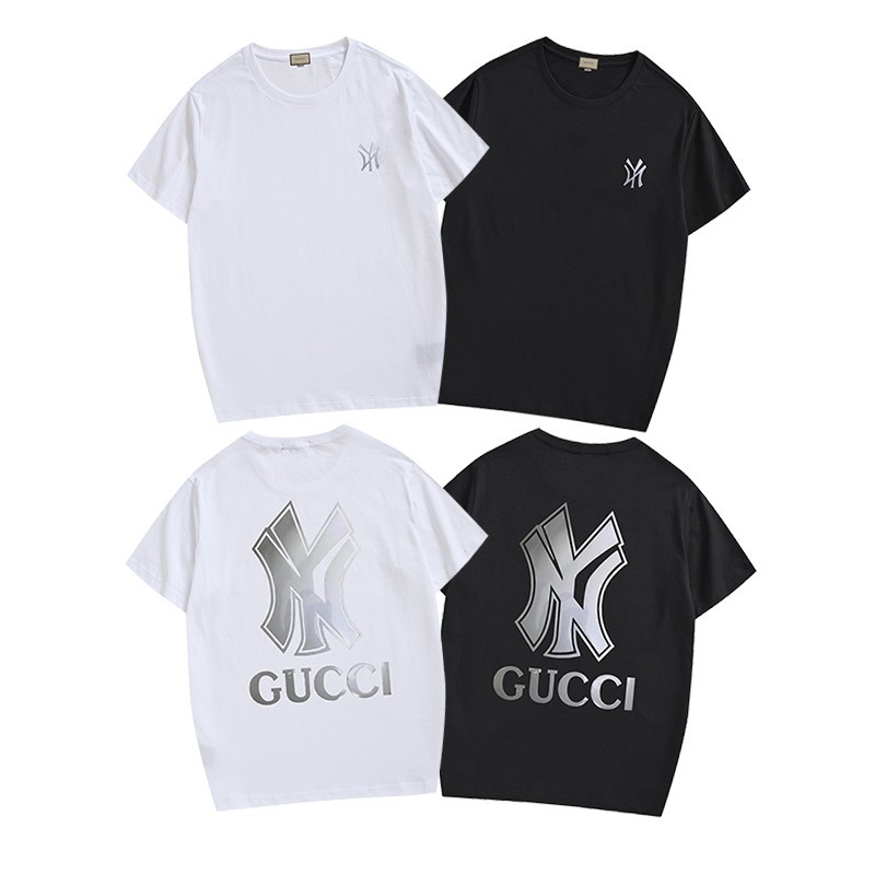  Saham Stok GUCCI  T Shirt Kaos  Katun O Neck Lengan Pendek 