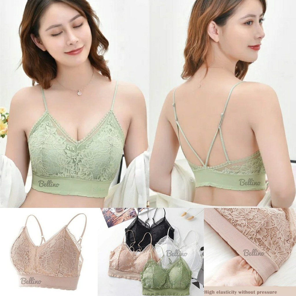 Bralette Lace Renda Pads With Cup Busa Korea Lingerie Sexy Tanpa Kawat Tanpa kait Belakang SYY-3