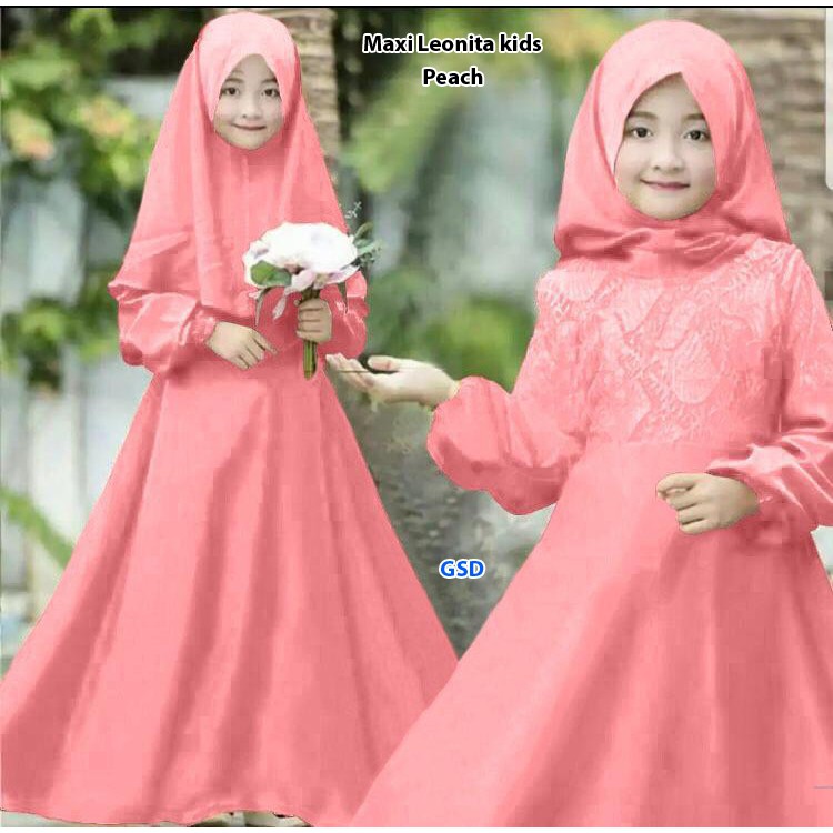 New Maxi Gamis Anak Kombinasi Lapis Brukat Free Hijab Fashion Muslim Bisa Cod Maxi Leonita Kids Shopee Indonesia