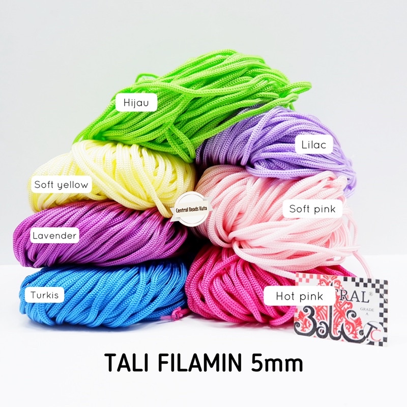 (roll) TALI FILAMIN 5mm / TALI KUR 5mm / TALI TEBAL / TALI NILON / TALI KUR / TALI RAJUT WARNA