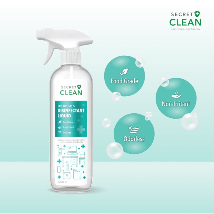 Secret Clean Food Grade Disinfectant Liquid 500ml - Kemasan Baru