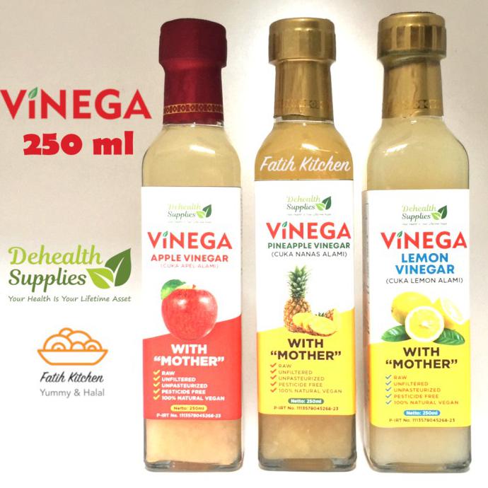 

Promo Awal tahun Vinega Cuka Apel /Nanas / Lemon 250 ml Botol Kaca Dehealth Supplies - Vinega Apel