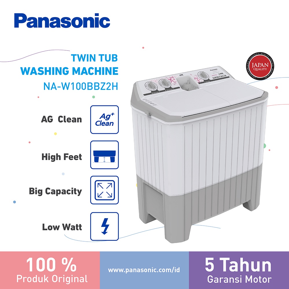 Jual Panasonic NA-W100BBZ2H Mesin Cuci 2 Tabung Low Watt [10 Kg] - Dark ...