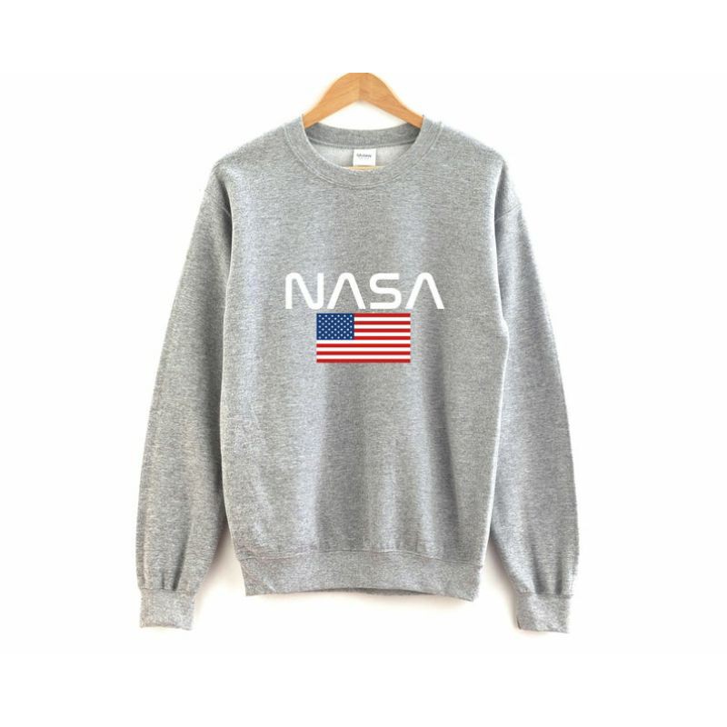 Sweatshirt NASA Flag BIGSIZE S - XXXXXL(6XL) Sweater Crewneck NASA Pria Wanita OVERSIZE Jumbo