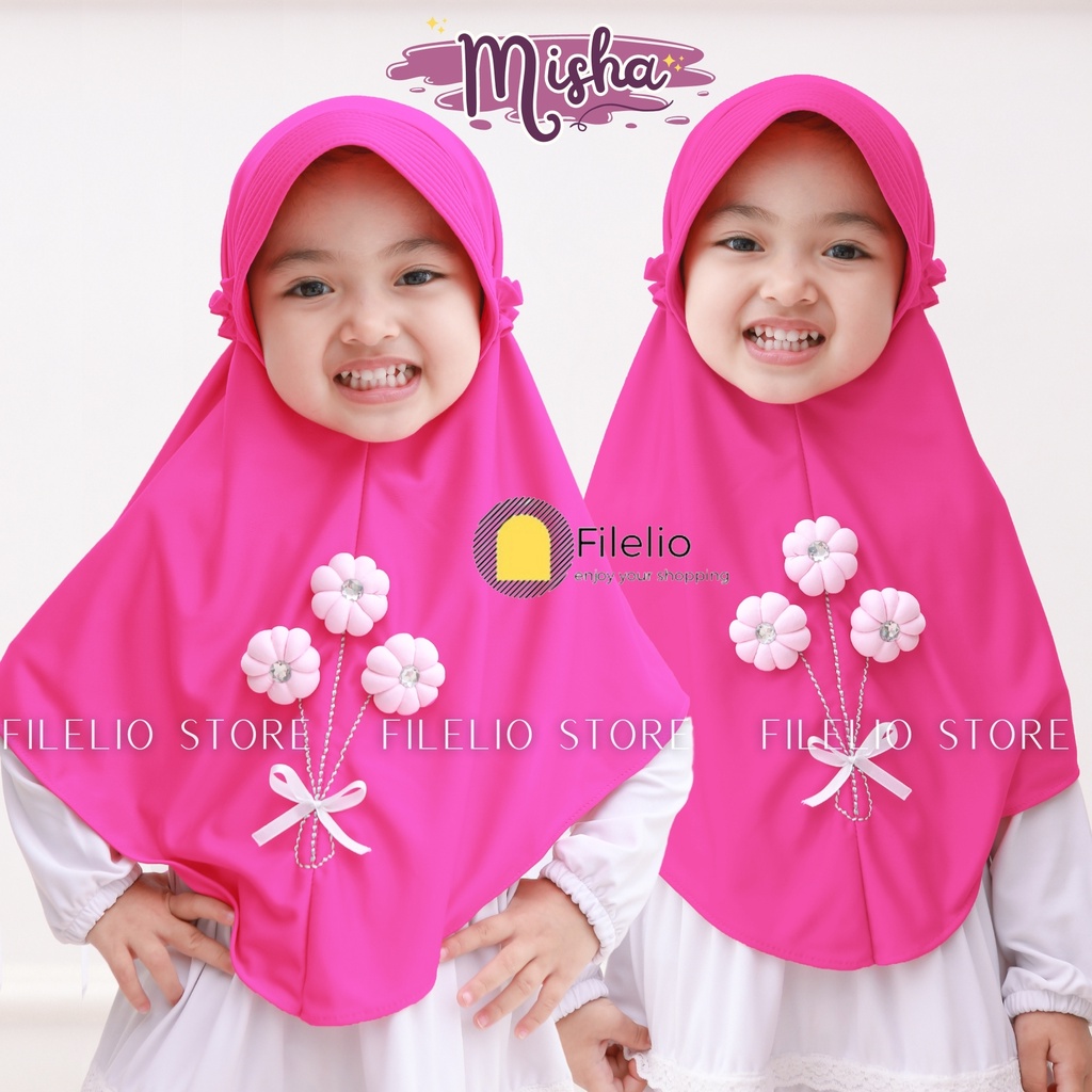 Kerudung Instan Anak Misha Lucu / Jilbab Anak Bunga 3 / Hijab Anak Lucu / Hijab Anak Paud / Kerudung Anak Bergo Murah / Kerudung Instan Anak Permpuan / Bergo Anak TK Jersey / Jilbab Jersey Anak