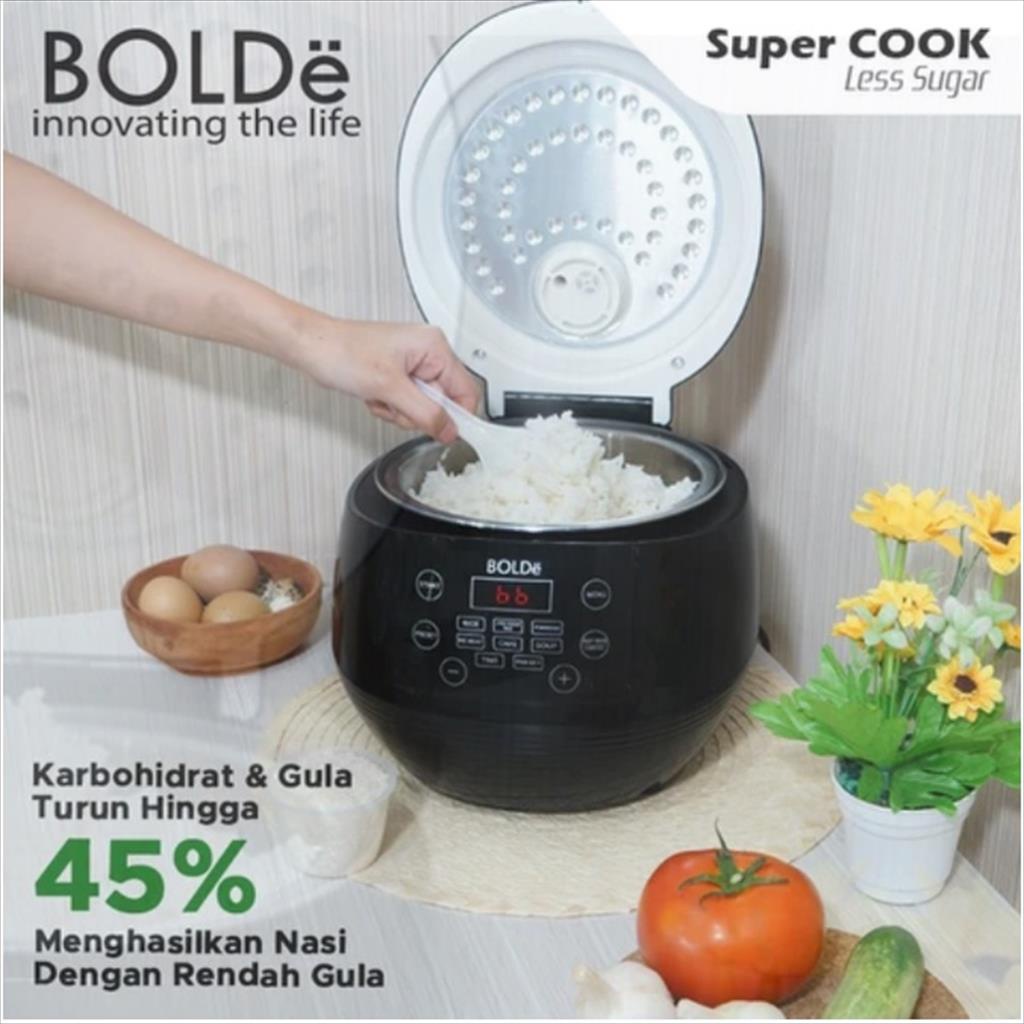 BOLDe Rice Cooker Magic Com Digital Bolde Super Cook Less Sugar Kapasitas 1L 1 Liter / Black Edition