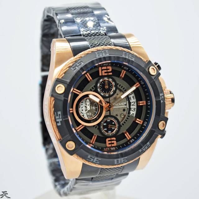 Jam Tangan Pria Balmer B 8108 Black Rosegold Rantai Original Murah