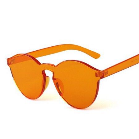 ✨Bayar di Tempat✨Kacamata Pria/Wanita-Jelly-Permen-Warna-Fashion-Tanpa Frame-Sunglasses-Murah-#4 Oren Tua
