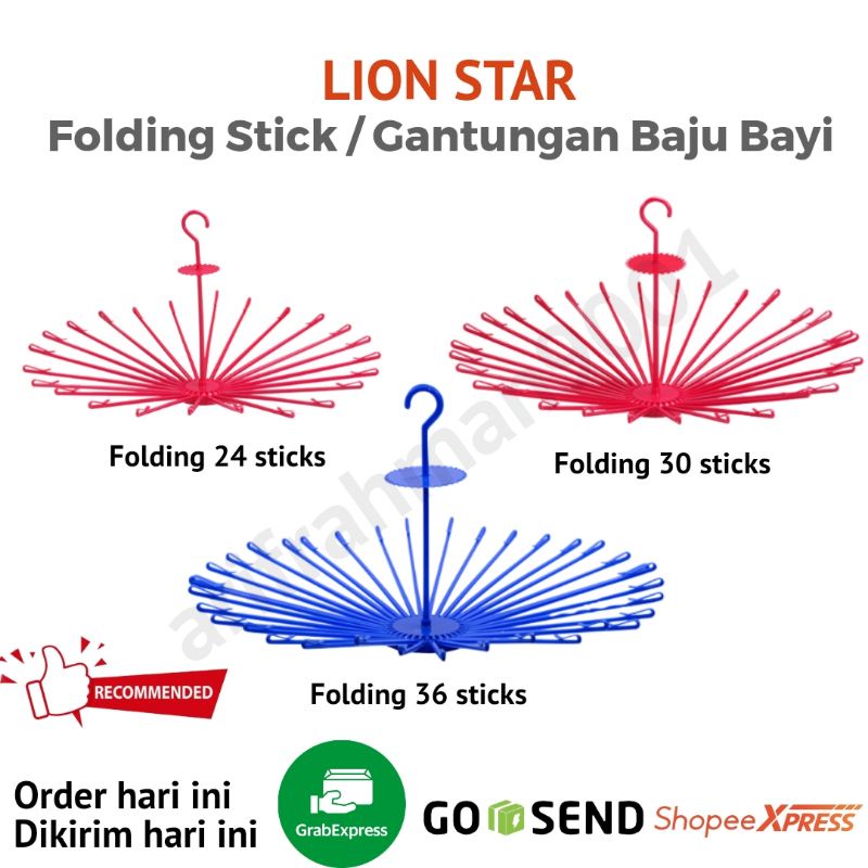 FOLDINg!!  Gantungan Baju Bulat Lion Star / Gantungan Baju Bayi 16-20-24-30-36 Stick